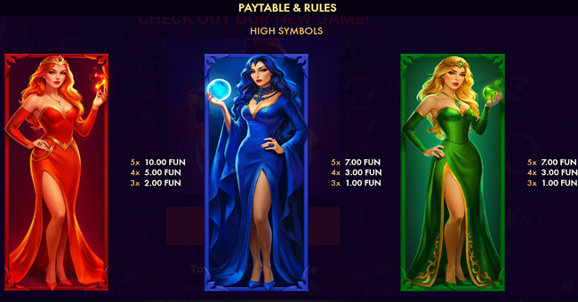 3 witches bonus combo paytable 1 paytable