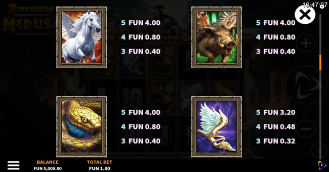 3 wonders medusa paytable 3 paytable