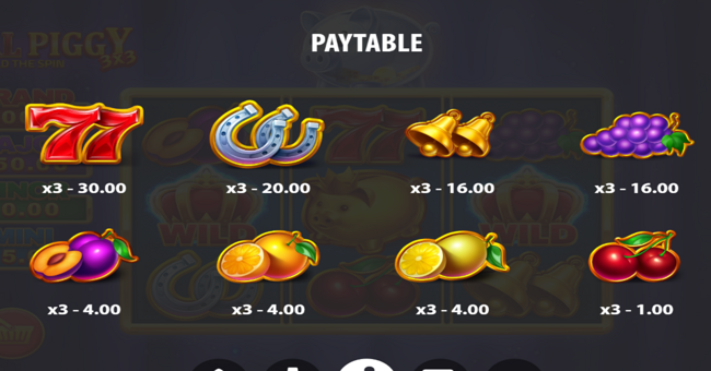 3x3 royal piggy hold the spin paytable 2 paytable