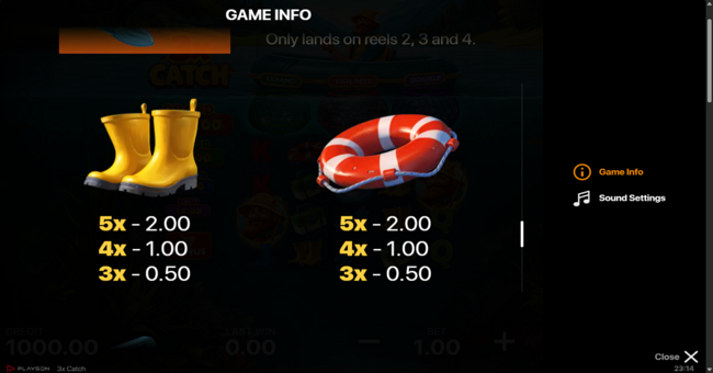 3x catch paytable 1 paytable