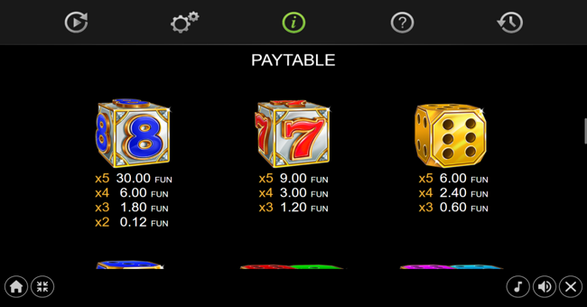 40 art of gold dice edition paytable 2 paytable