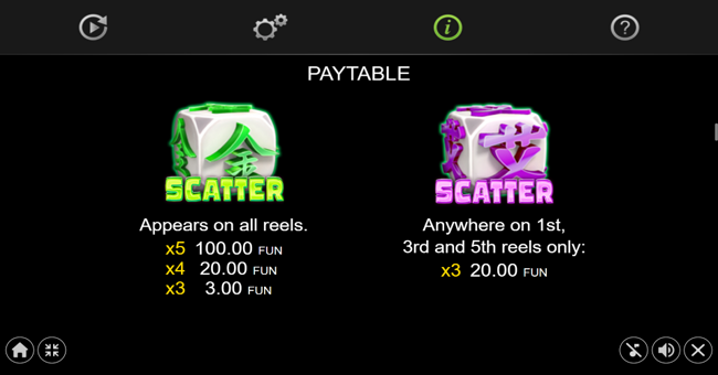 40 bulky dice golden coins link paytable 1 paytable