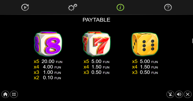 40 bulky dice golden coins link paytable 2 paytable