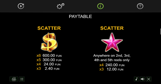 40 extra crown 6 reels paytable 1 paytable