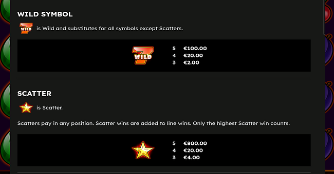 40 finest xxl deluxe paytable 1 paytable