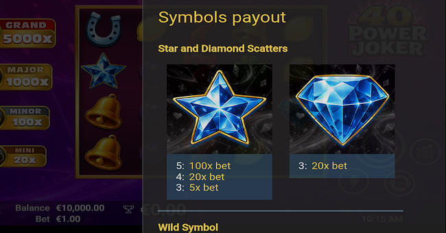 40 power joker paytable 1 paytable