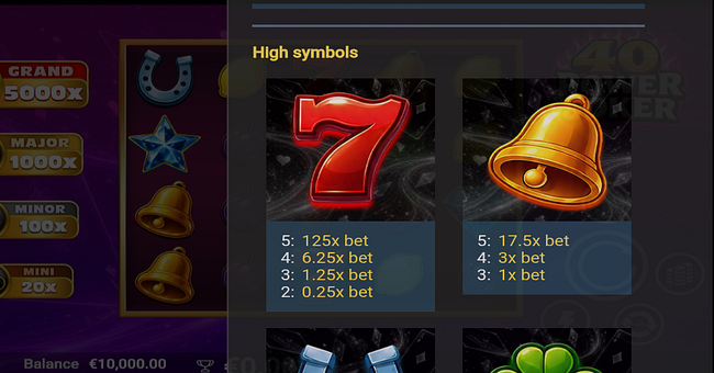 40 power joker paytable 3 paytable