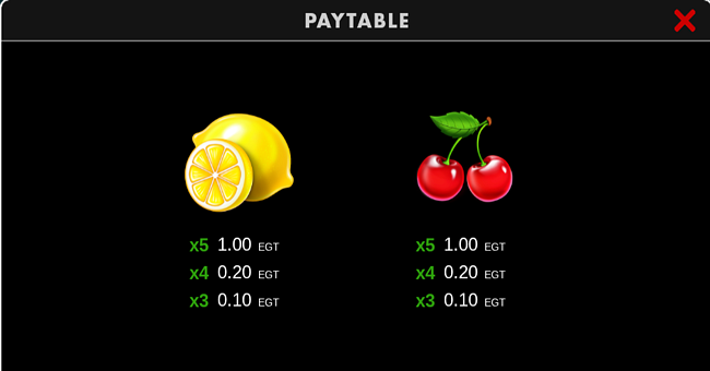 40 shining rainbow clover chance paytable 3 paytable