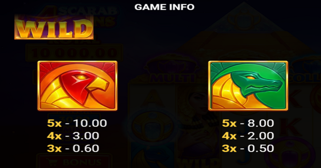 4 scarab coins paytable 1 paytable