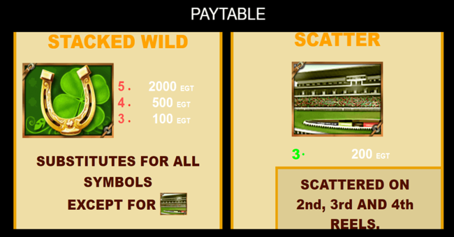 50 horses paytable paytable