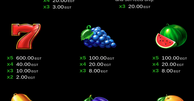 5 burning clover paytable 2 paytable