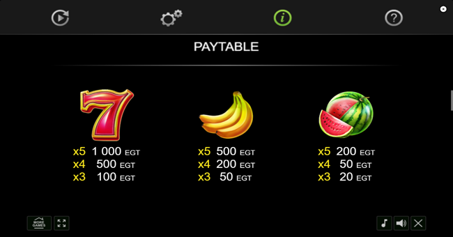 5 diamond plus paytable 1 paytable