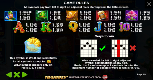 5 frozen charms paytable paytable