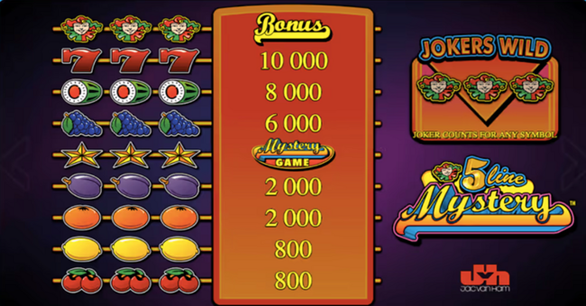 5 line mystery paytable paytable