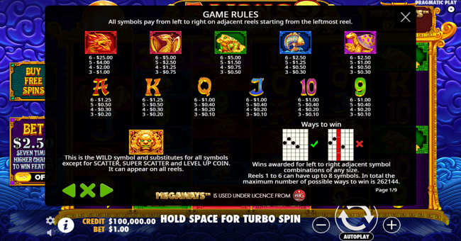 5 lions megaways 2 paytable paytable