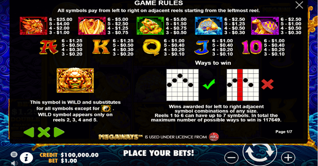 5 lions megaways paytable paytable