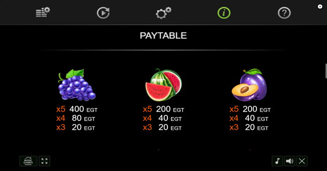 5 power hot paytable 2 paytable