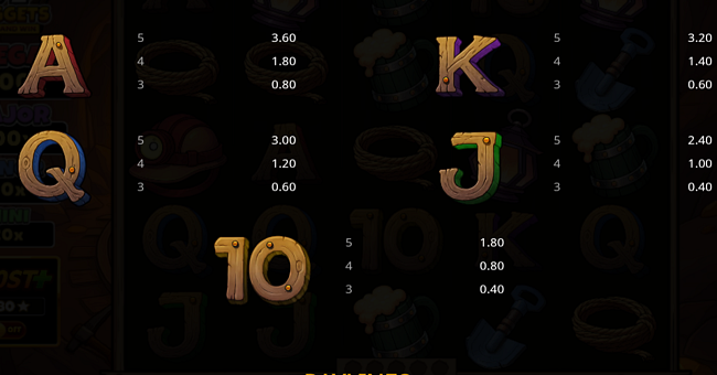 64 nuggets hold and win paytable 2 paytable