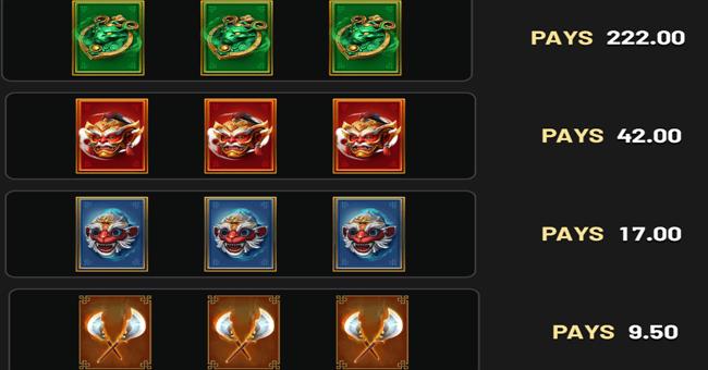 72 fortunes paytable 1 paytable