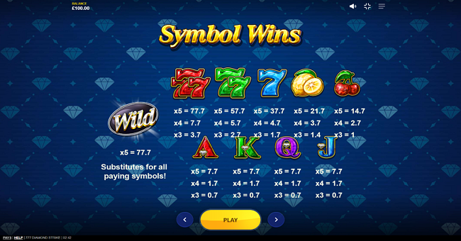 777 diamond strike paytable paytable