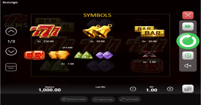777 gems paytable paytable