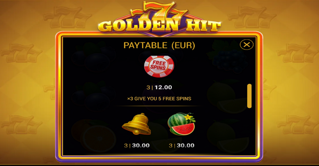 777 golden hit paytable 2 paytable