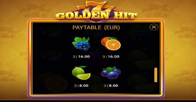 777 golden hit paytable 3 paytable