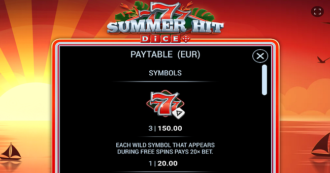 777 summer hit dice paytable 1 paytable