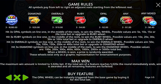 777 wheel blitz paytable paytable