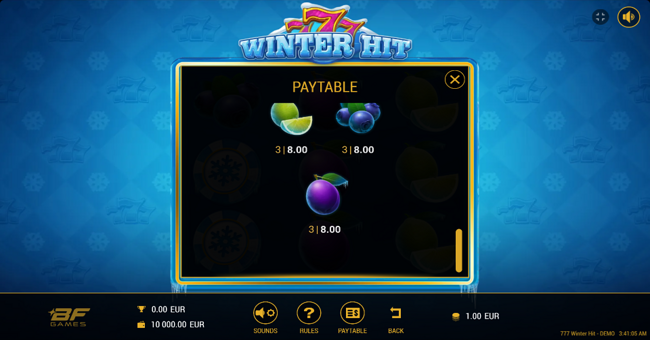 777 winter hit paytable 4 paytable