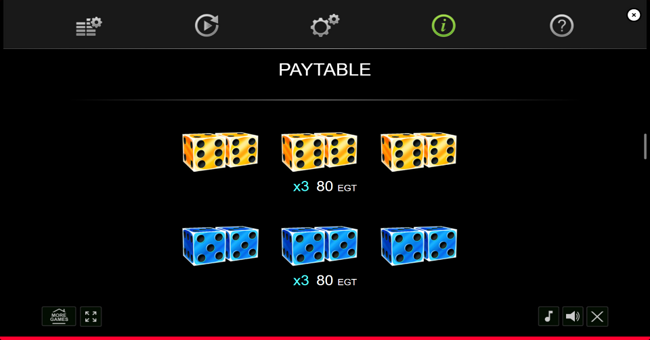 7 and crystals dice paytable 2 paytable