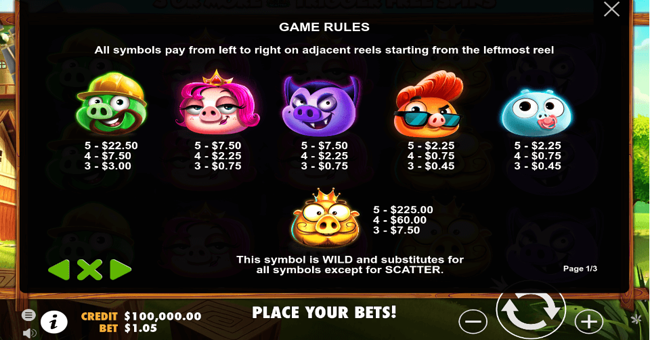 7 piggies paytable paytable