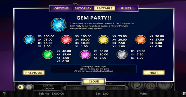 7th heaven 3 paytable