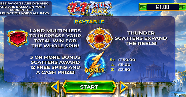 7x7 zeus max paytable 1 paytable