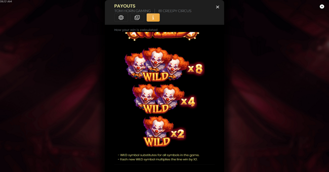 81 creepy circus paytable 2 paytable