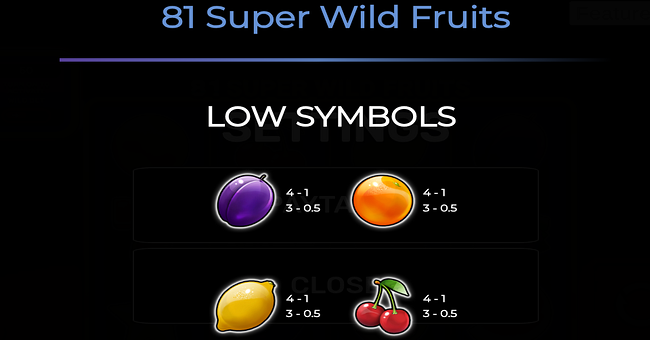 81 super wild fruits paytable 2 paytable