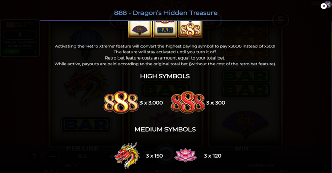 888 dragons hidden treasure paytable 1 paytable
