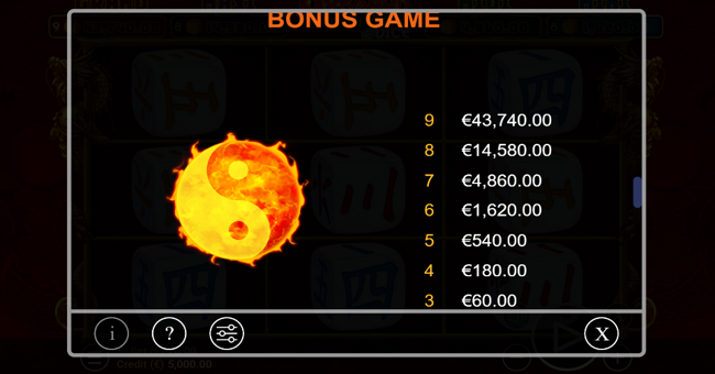 9 dragons coins dice paytable 5 paytable