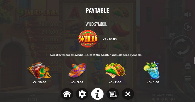 9 jalapenos paytable 1 paytable