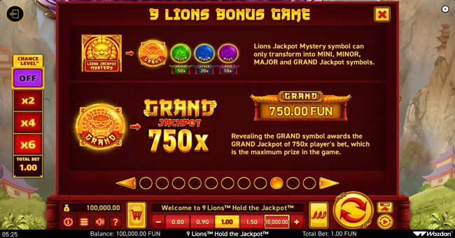 9 lions hold the jackpot symbol 9 paytable