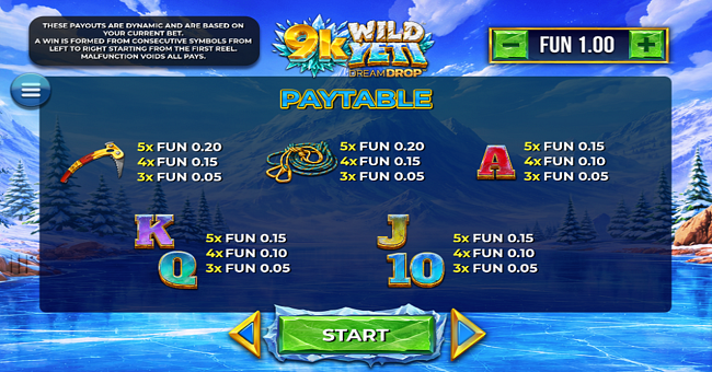 9k wild yeti dream drop paytable 2 paytable