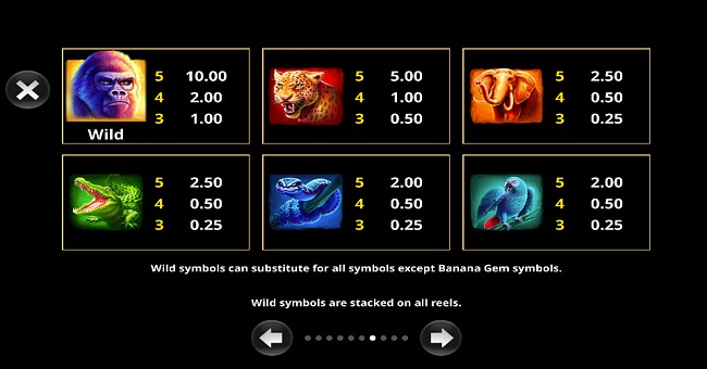 action boost gorilla gems paytable 1 paytable