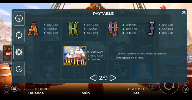 admiral wilds paytable 2 paytable