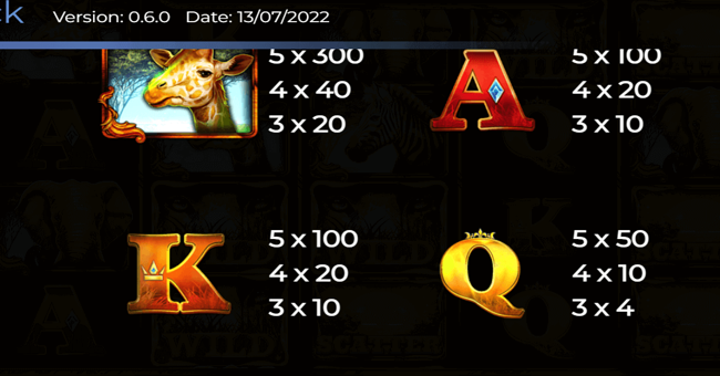 african luck paytable 3 paytable