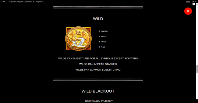 age of conquest diamonds and dragons paytable 1 paytable