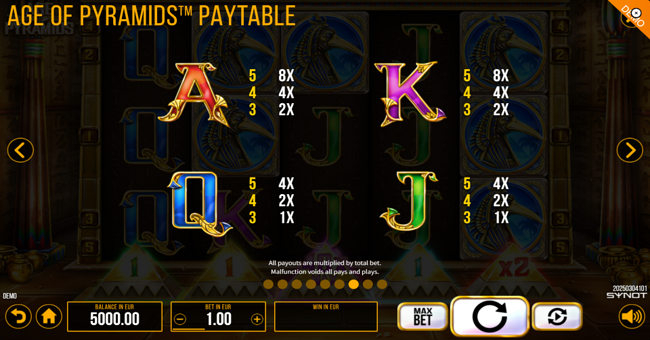 age of pyramids paytable 4 paytable