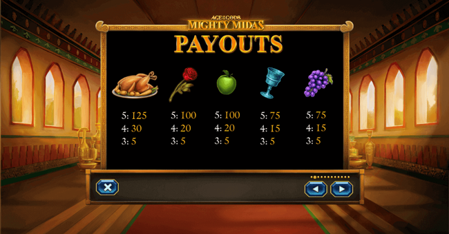 age of the gods mighty midas paytable2 paytable
