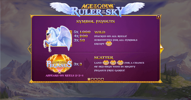 age of the gods ruler of the sky paytable paytable