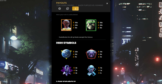 alien turtles vs humans paytable 1 paytable