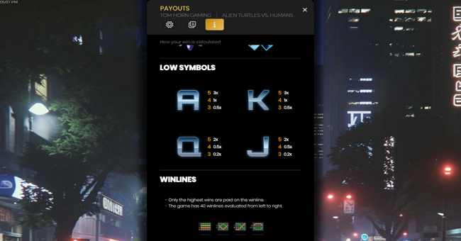 alien turtles vs humans paytable 2 paytable